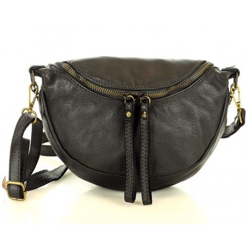 Leder Bauchtasche Gürteltasche Schwarz für Damen Klein Crossbody